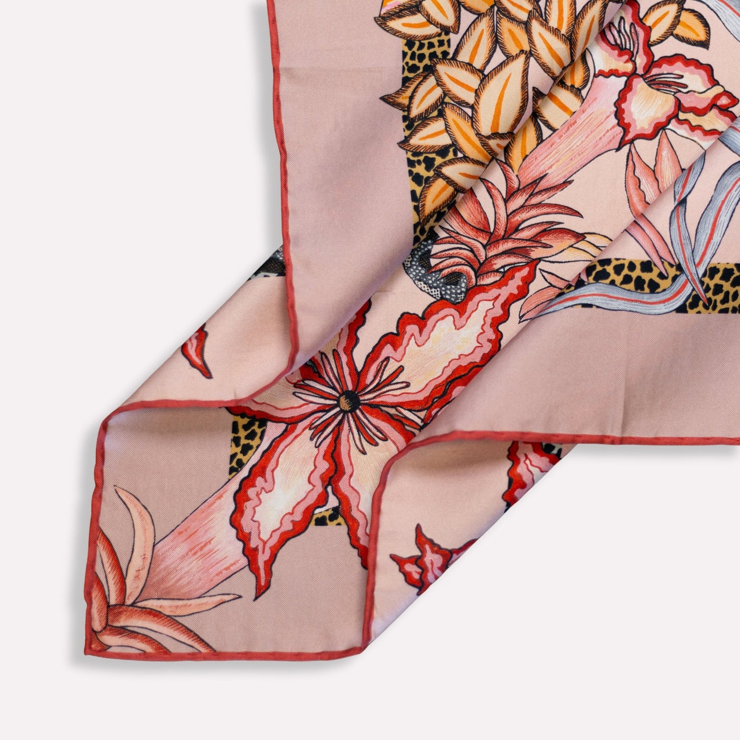 Double-Sided Sabie Kings Silk Scarf Flamingo 90