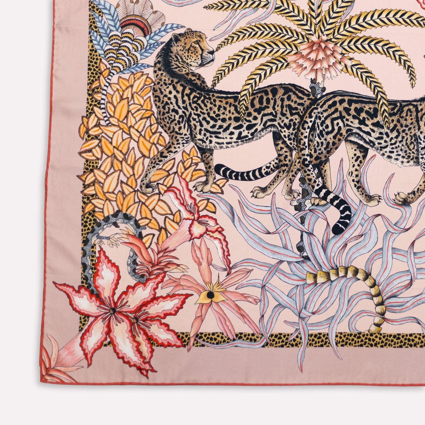 Double-Sided Sabie Kings Silk Scarf Flamingo 90