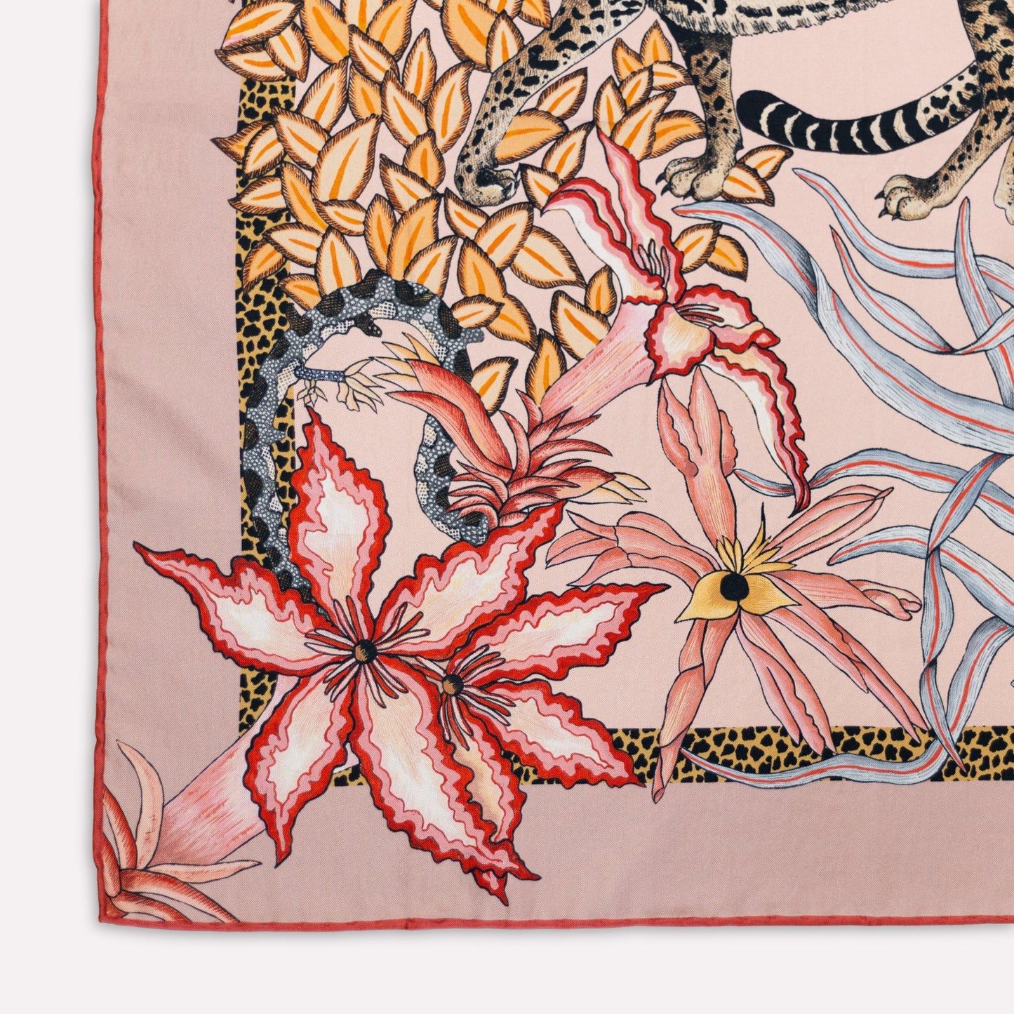 Double-Sided Sabie Kings Silk Scarf Flamingo 90