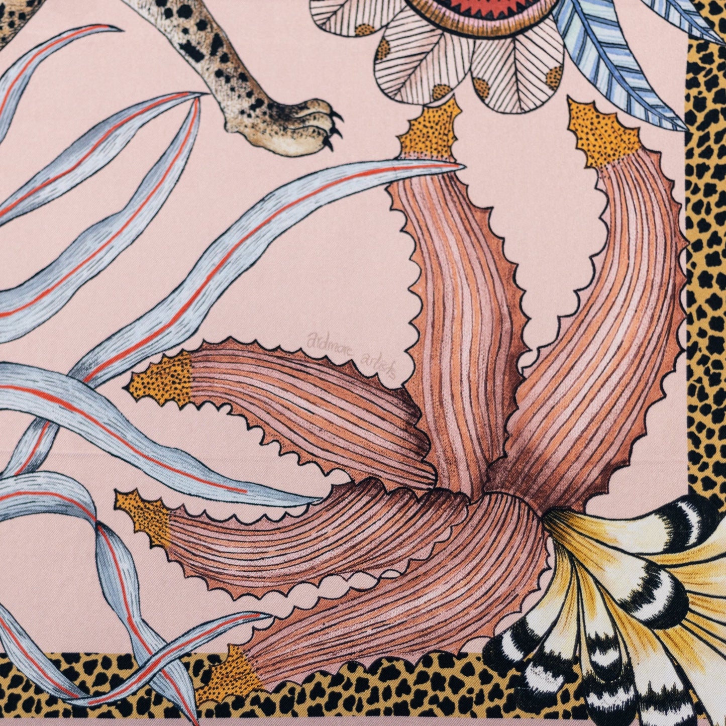 Double-Sided Sabie Kings Silk Scarf Flamingo 90
