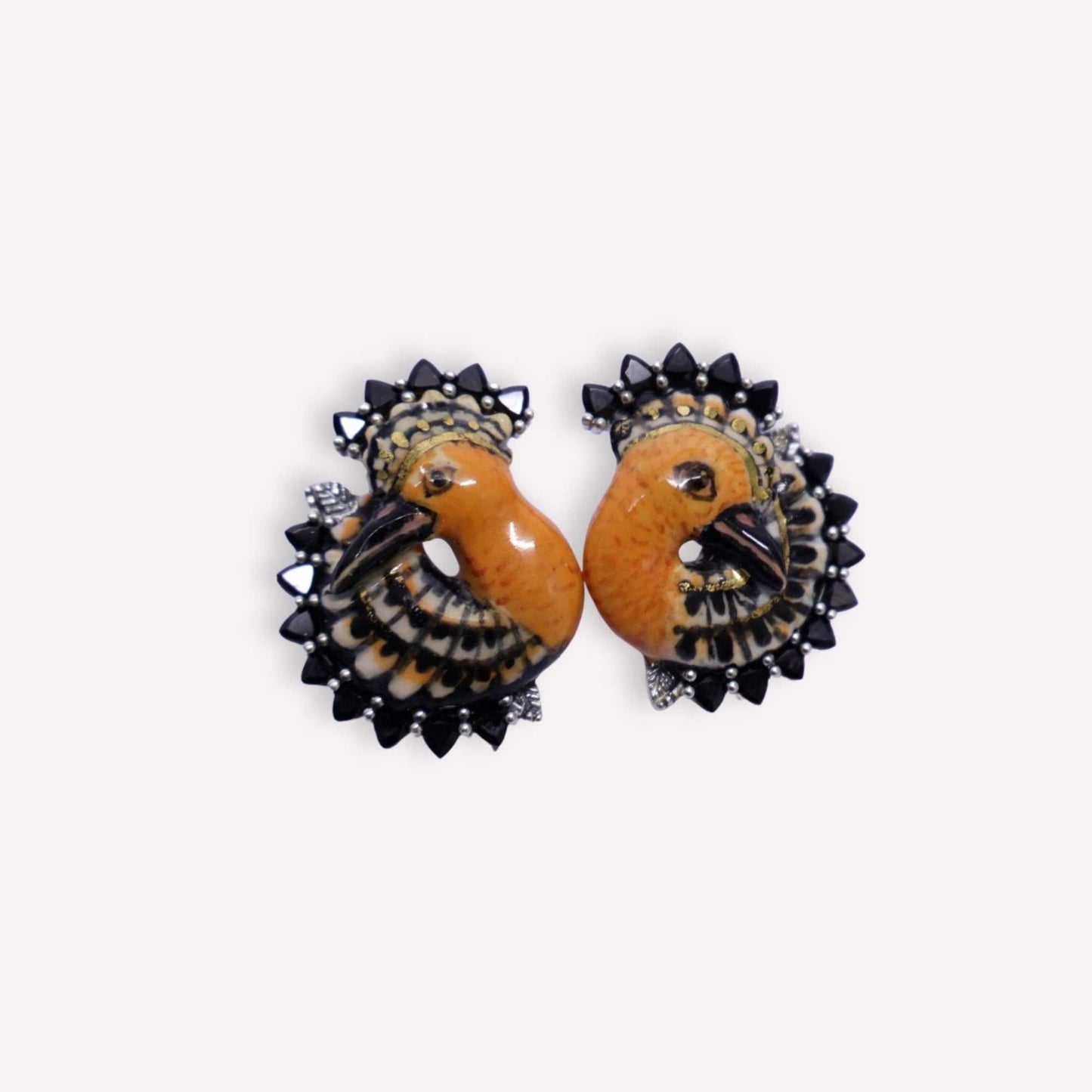 Hoopoe Black Spinel Earrings