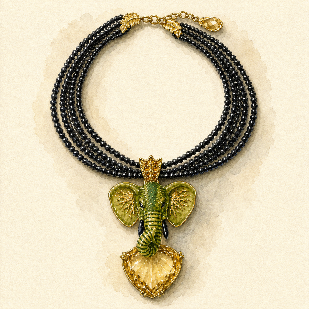 Elephant Citrine Necklace