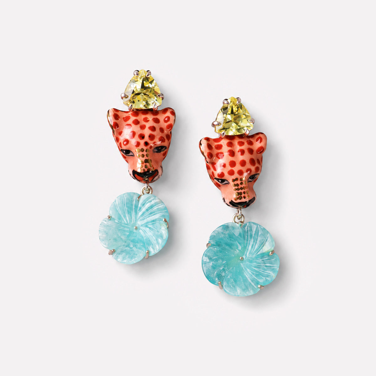 Leopard Lemon Quartz and Amazonite Earrings