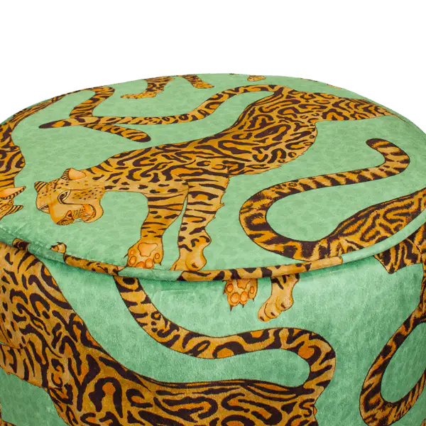 Cheetah Kings Jade Velvet Pouffe Ardmore Design