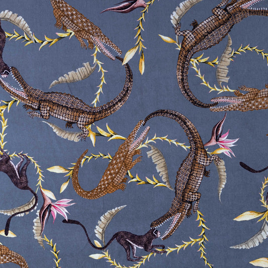 River Chase Silver Ripple Velvet Fabric