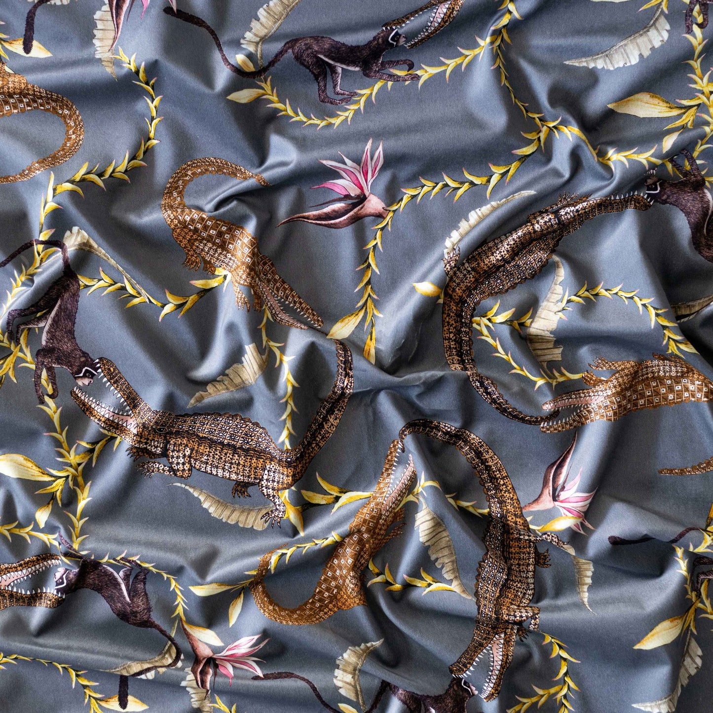 River Chase Silver Ripple Velvet Fabric