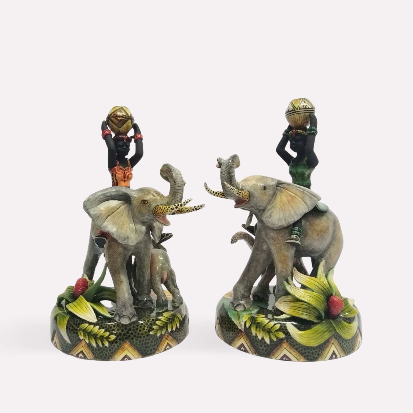 Elephant and Water Carriers Candle Holders