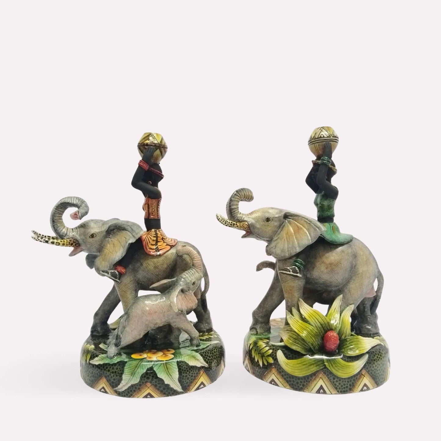 Elephant and Water Carriers Candle Holders