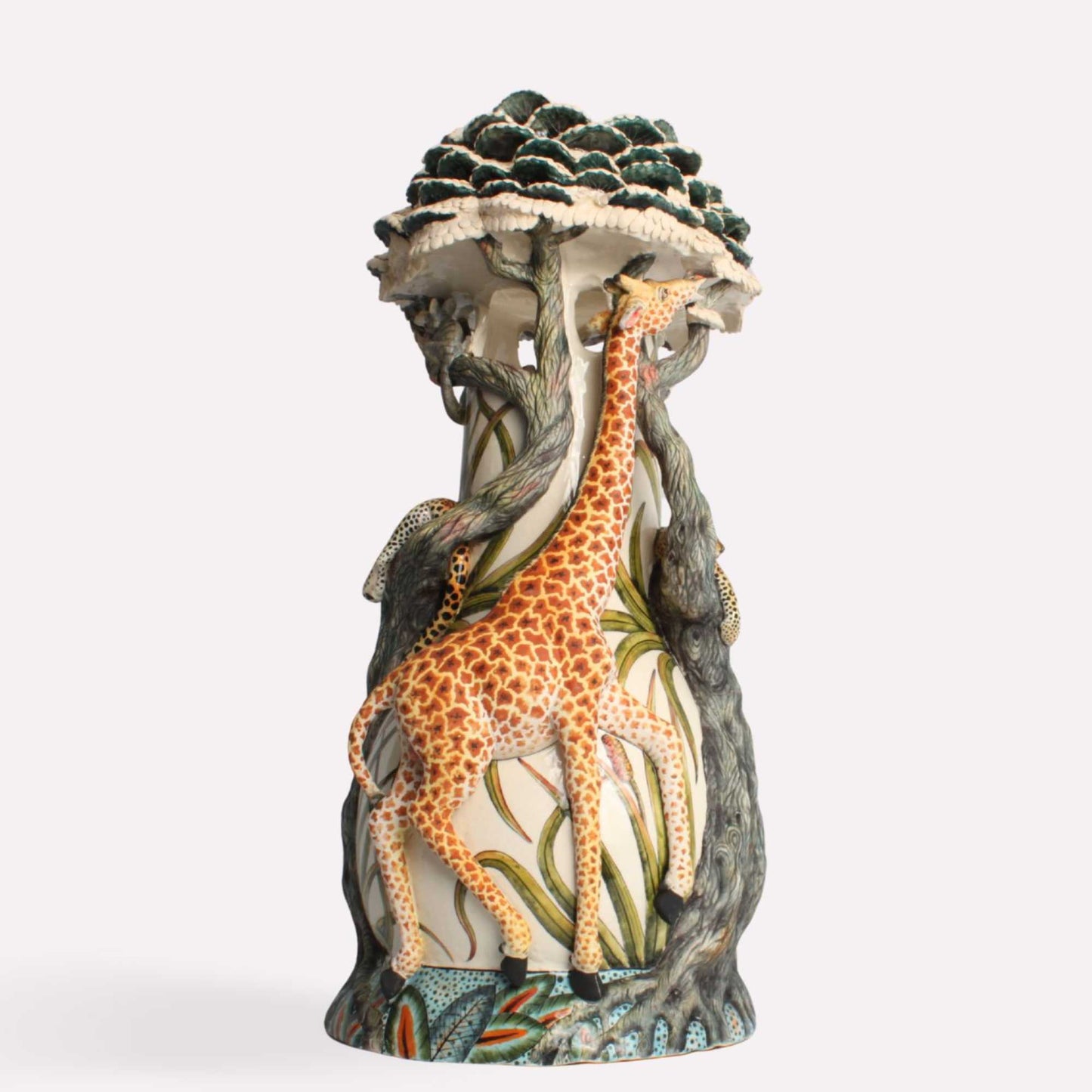 Giraffe and Leopard Vessel