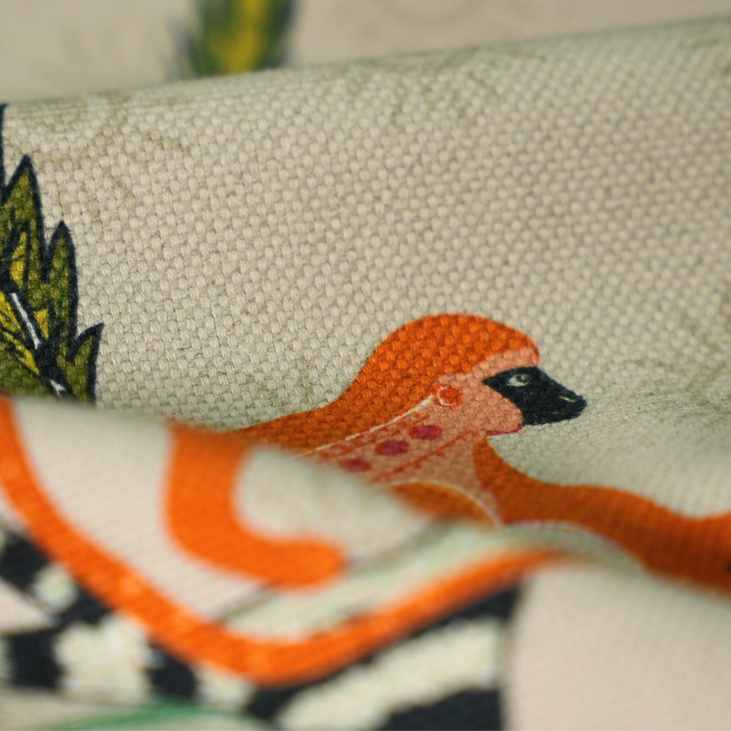 Monkey Palm Thick Weave Linen in Savannah-Mango