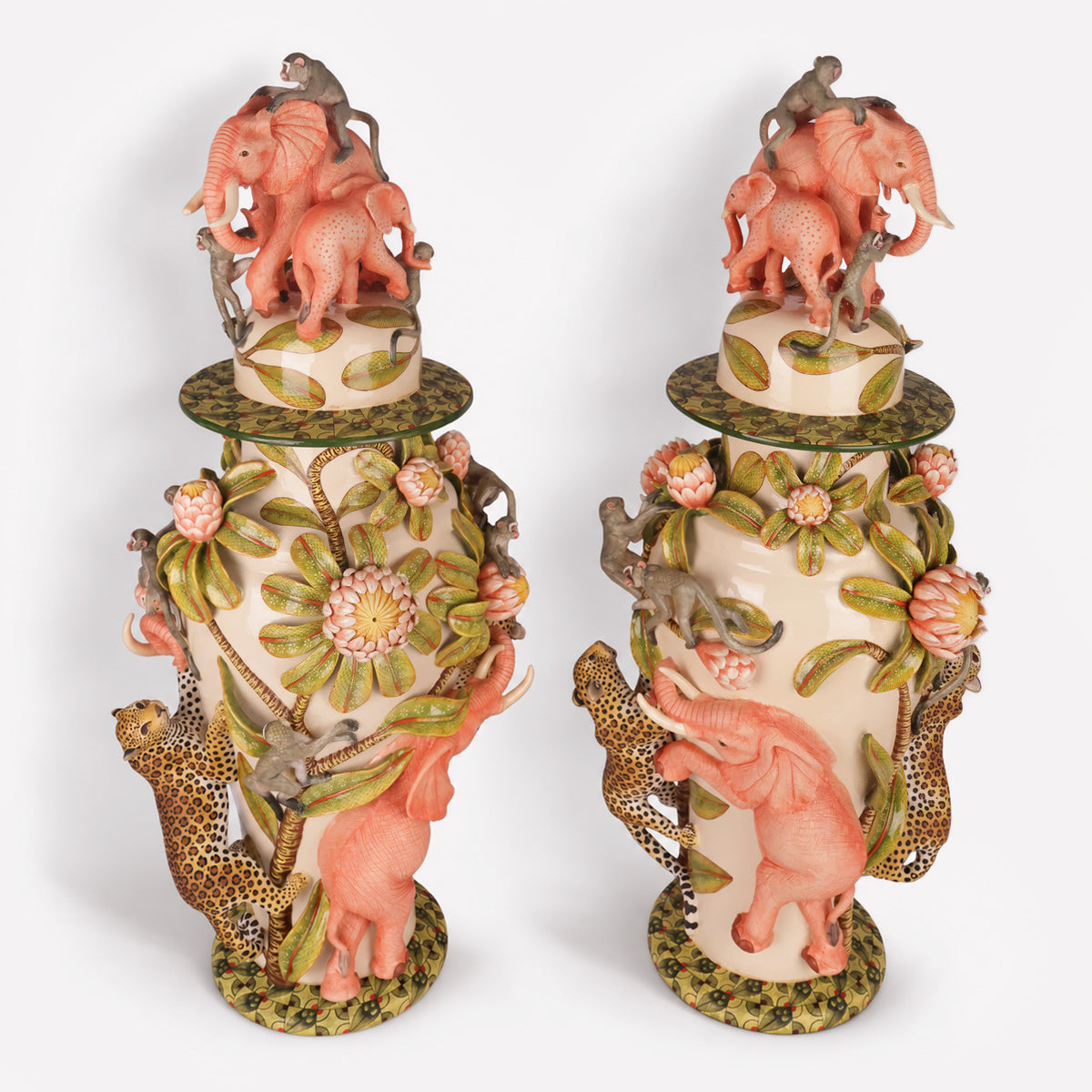 Elephant, Leopard & Monkey Vessels