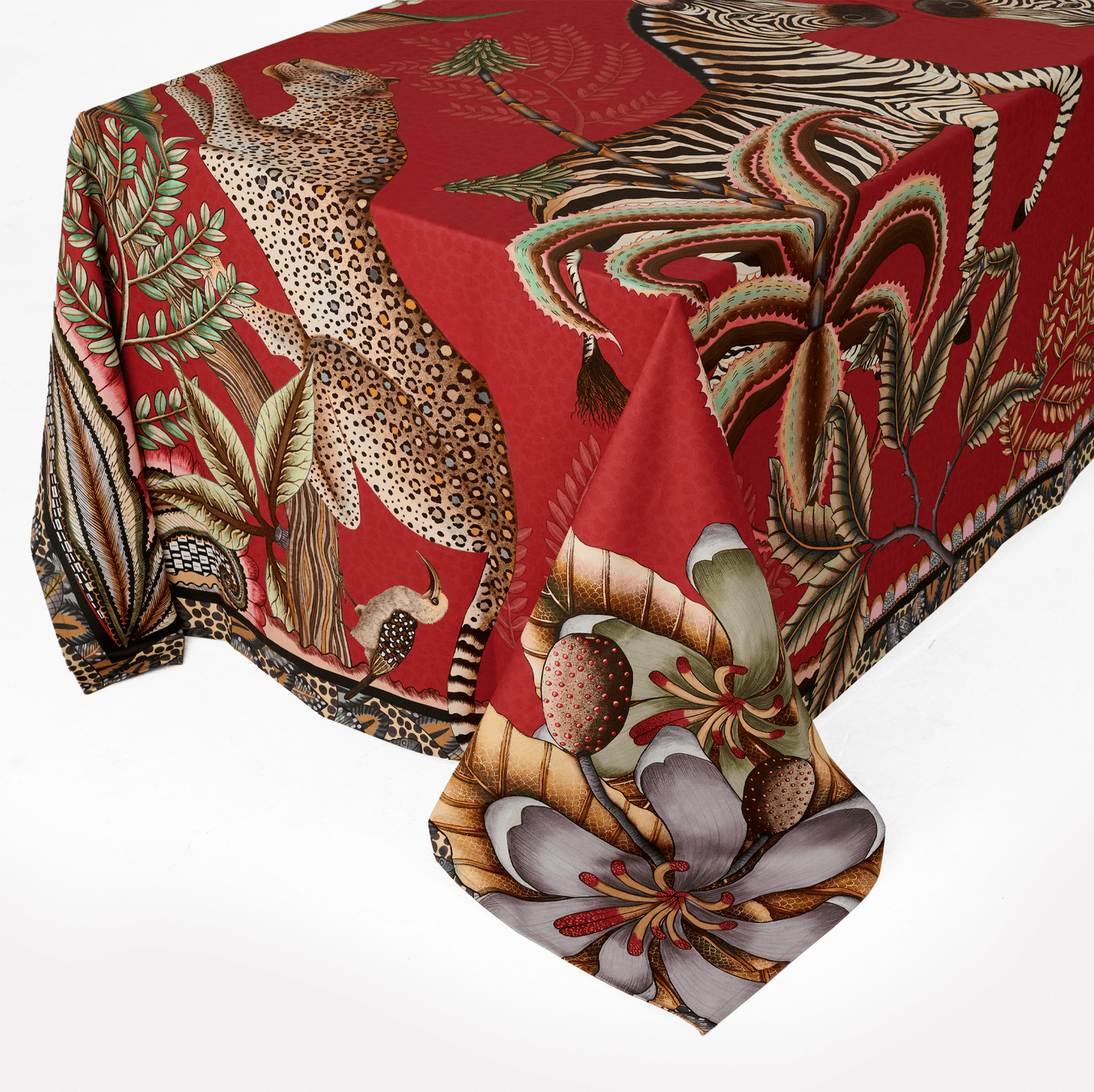 Pangolin Park Satinette Tablecloth in Royal Red