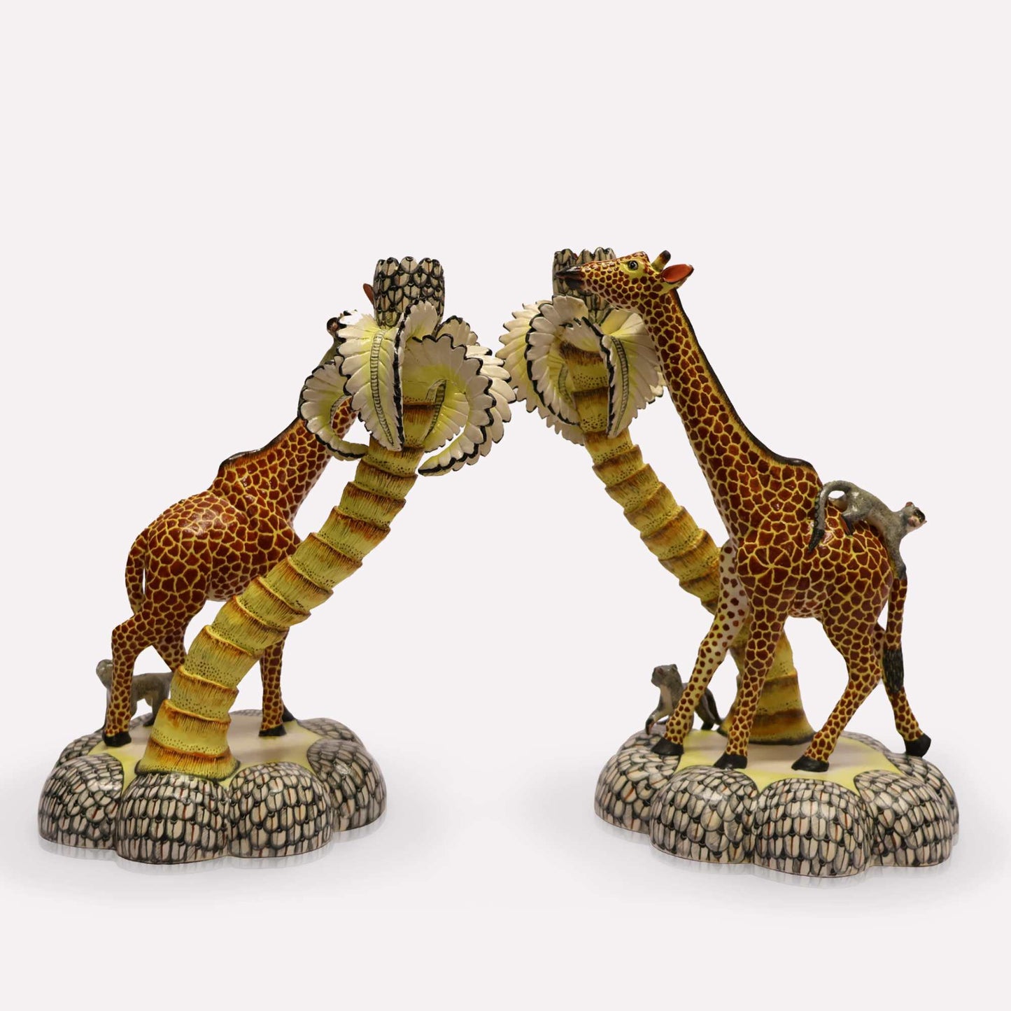 Giraffe & Monkey Palm Tree Candle Holders