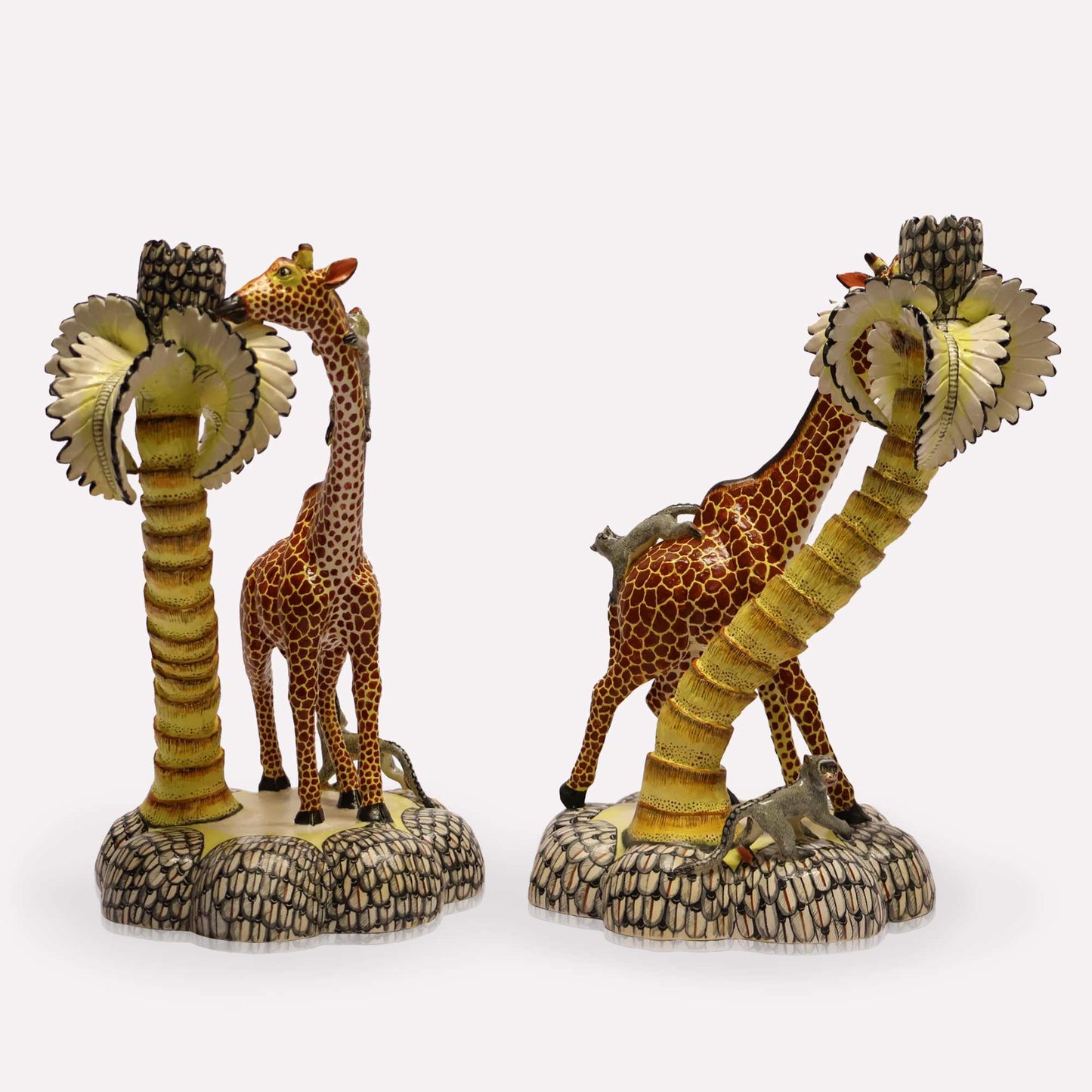 Giraffe & Monkey Palm Tree Candle Holders