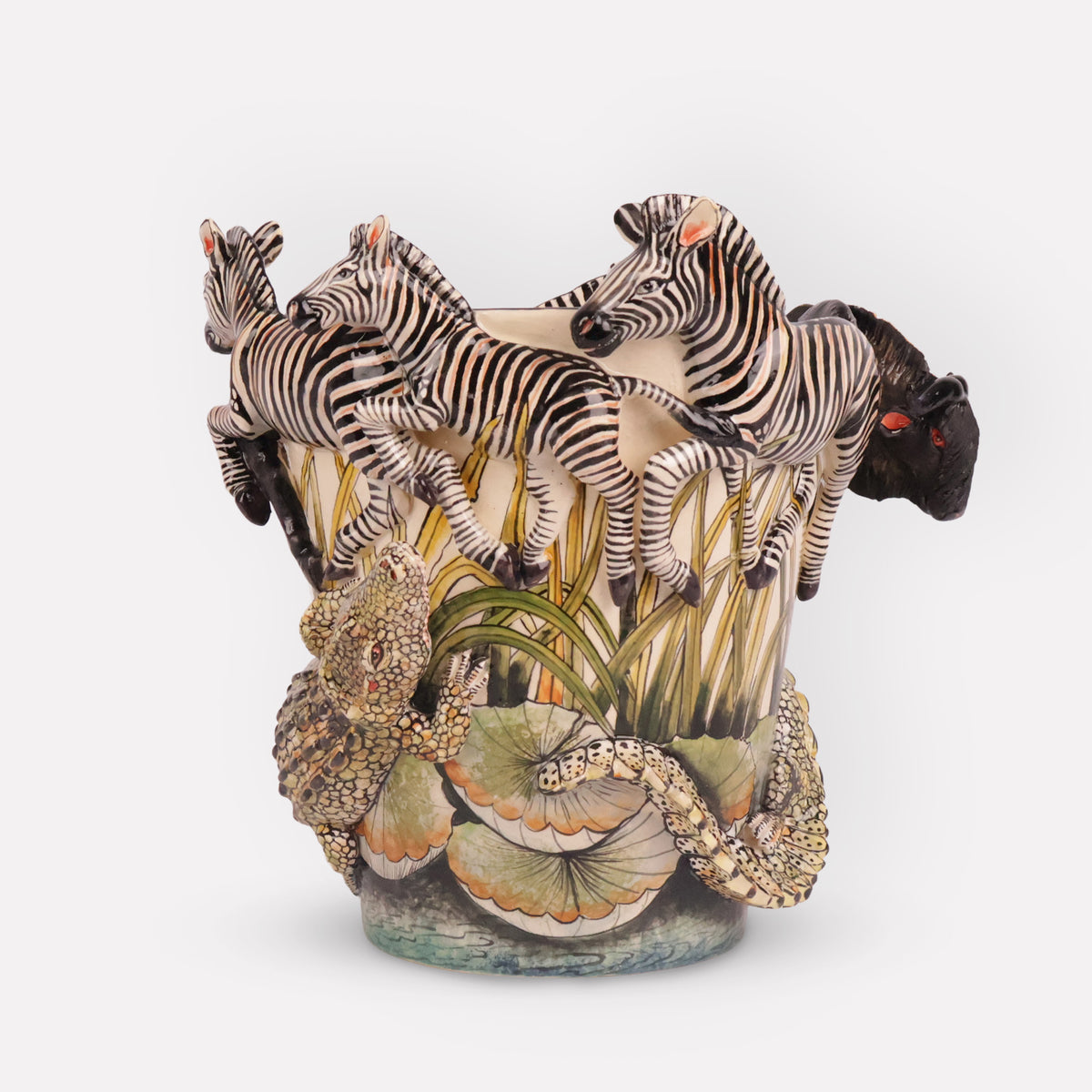 Zebra, Warthog and Crocodile Orchid Planter