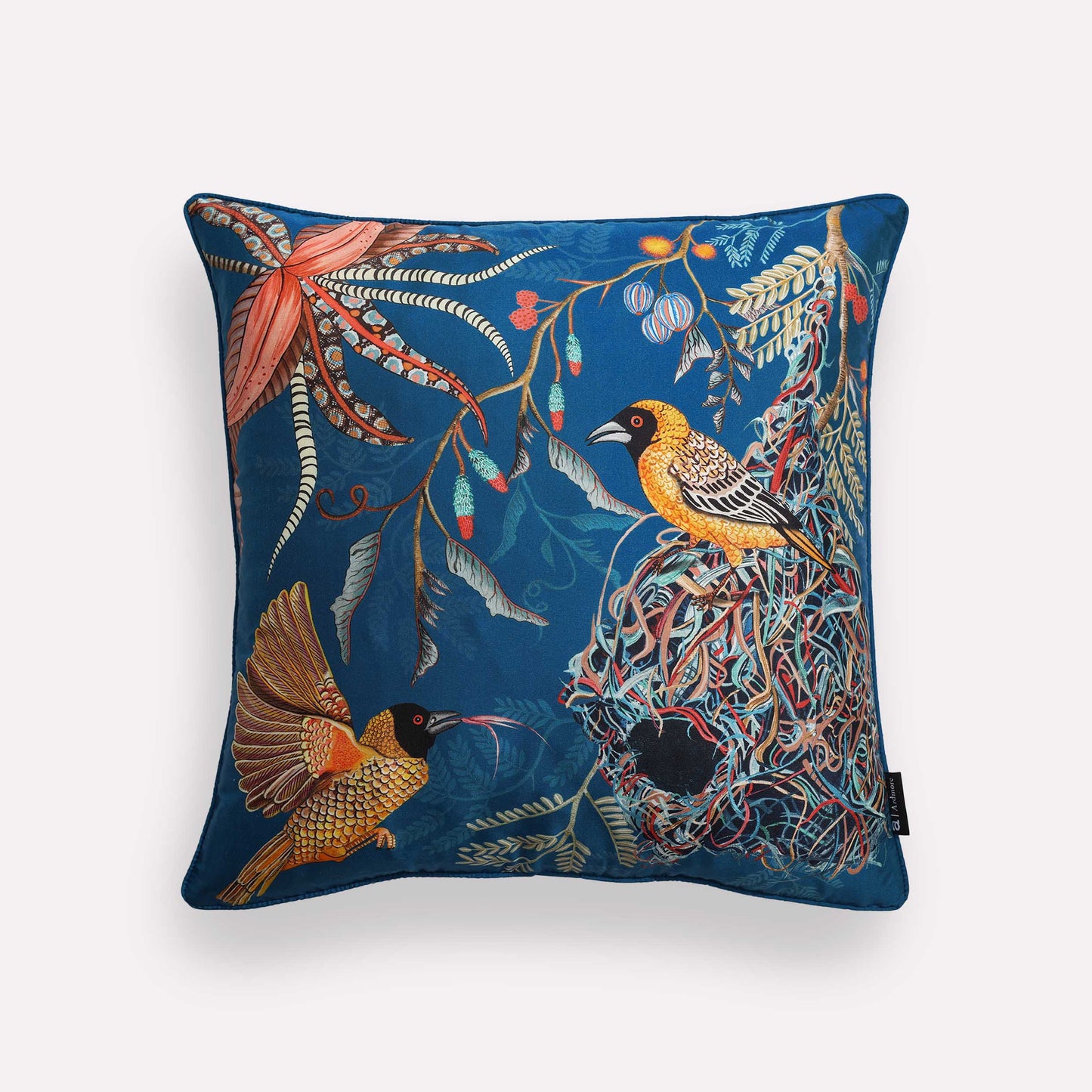 Thanda Nests Midnight Silk Cushion Cover