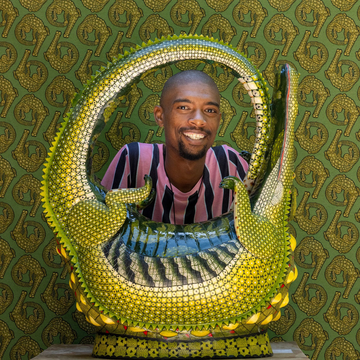 Crocodile Orb Sculpture