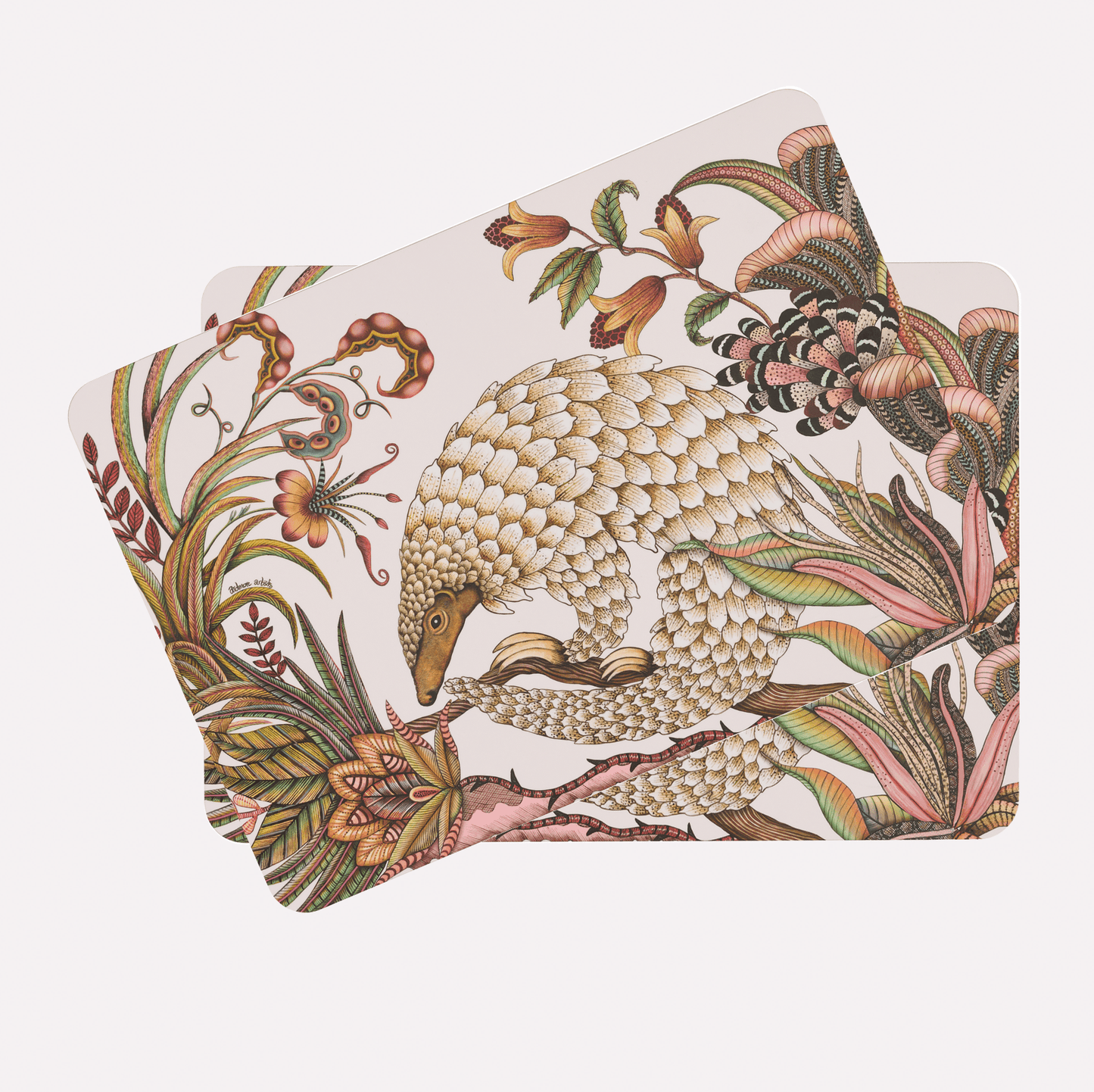 A centre shot of a pair of the placemats, focusing on the refined edges and high-quality finish.