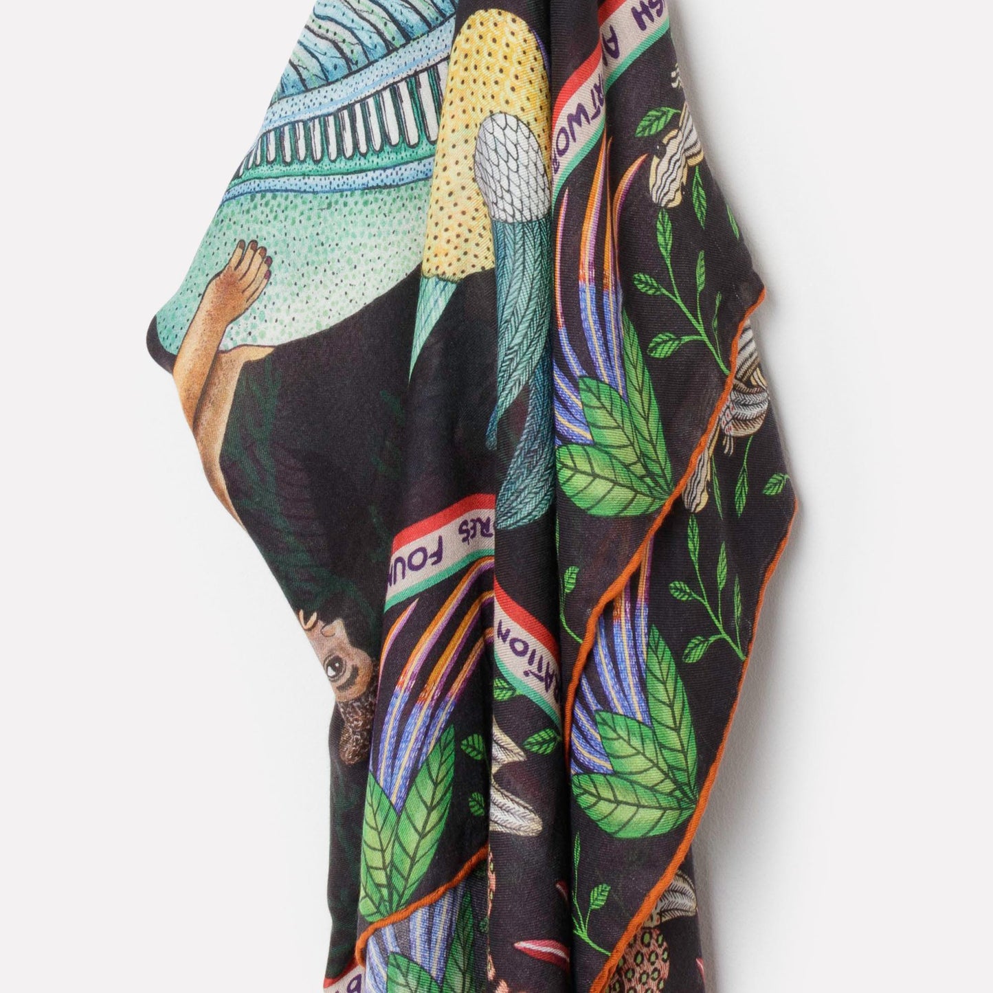 A gracefully draped view of the wrap, illustrating its flow, fabric softness, and versatility in styling.
