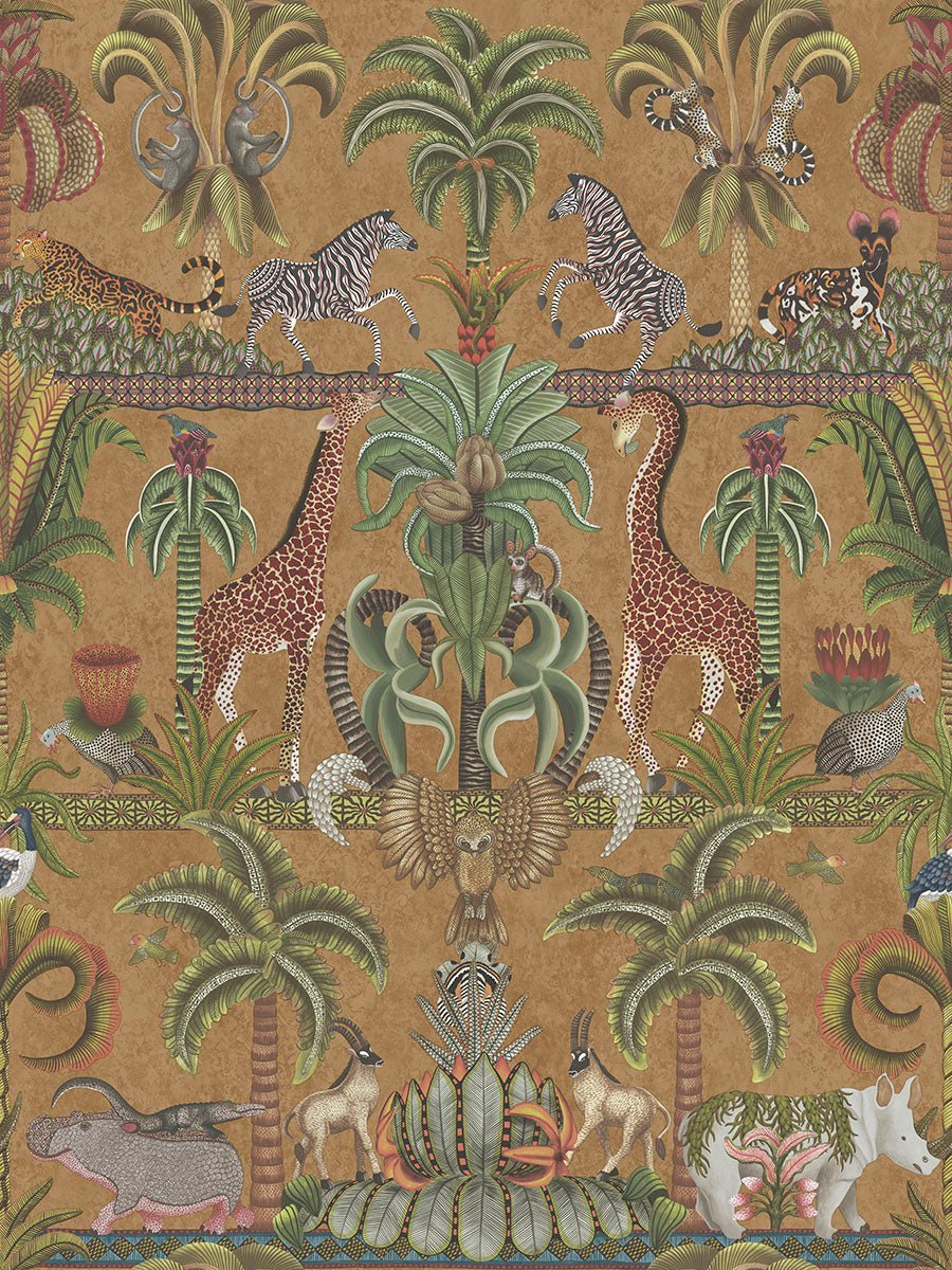 A darker colourway of the wallpaper, emphasising nocturnal African wildlife and dramatic contrast.