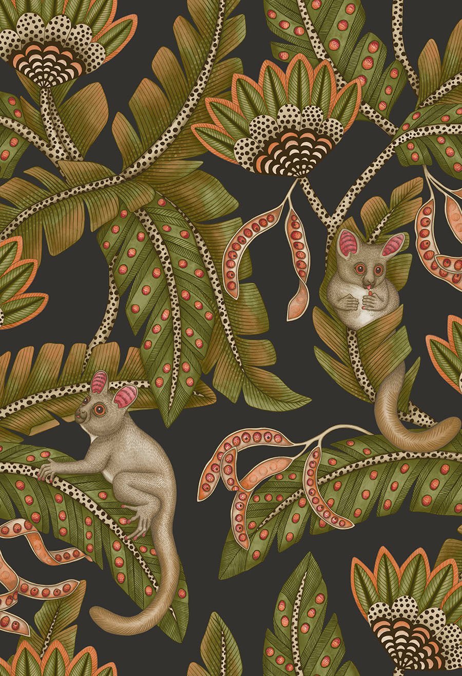 A zoomed-in shot capturing the wallpaper near a window, where natural light accentuates its detailed artistry.