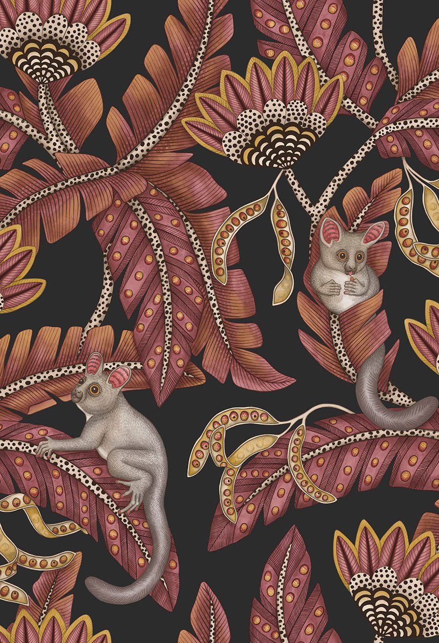 A variation of the design with a deep red background, adding a dramatic and sophisticated feel.