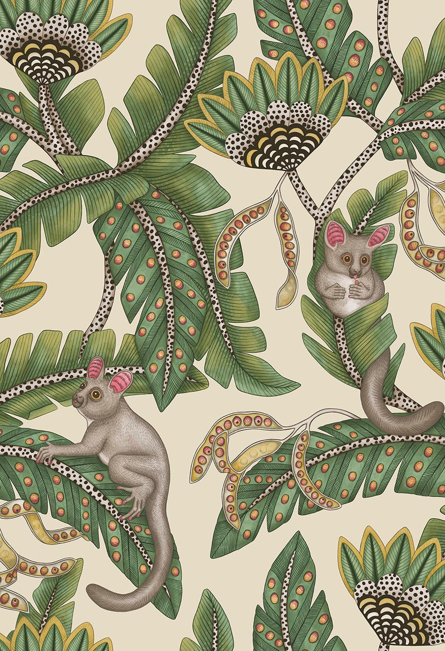 A warm, earthy green variant of the wallpaper, infusing interiors with a natural and organic touch.