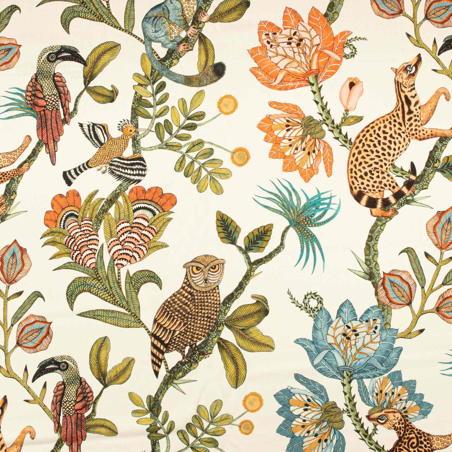 Camp Critters Coral Linen Fabric