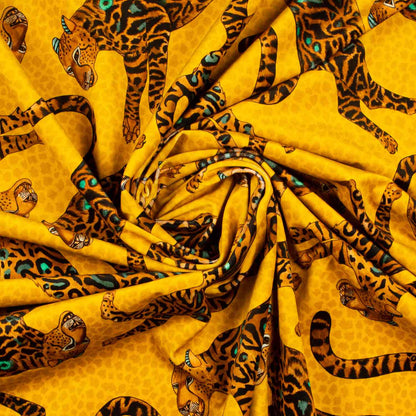 Cheetah Kings Gold Velvet Fabric