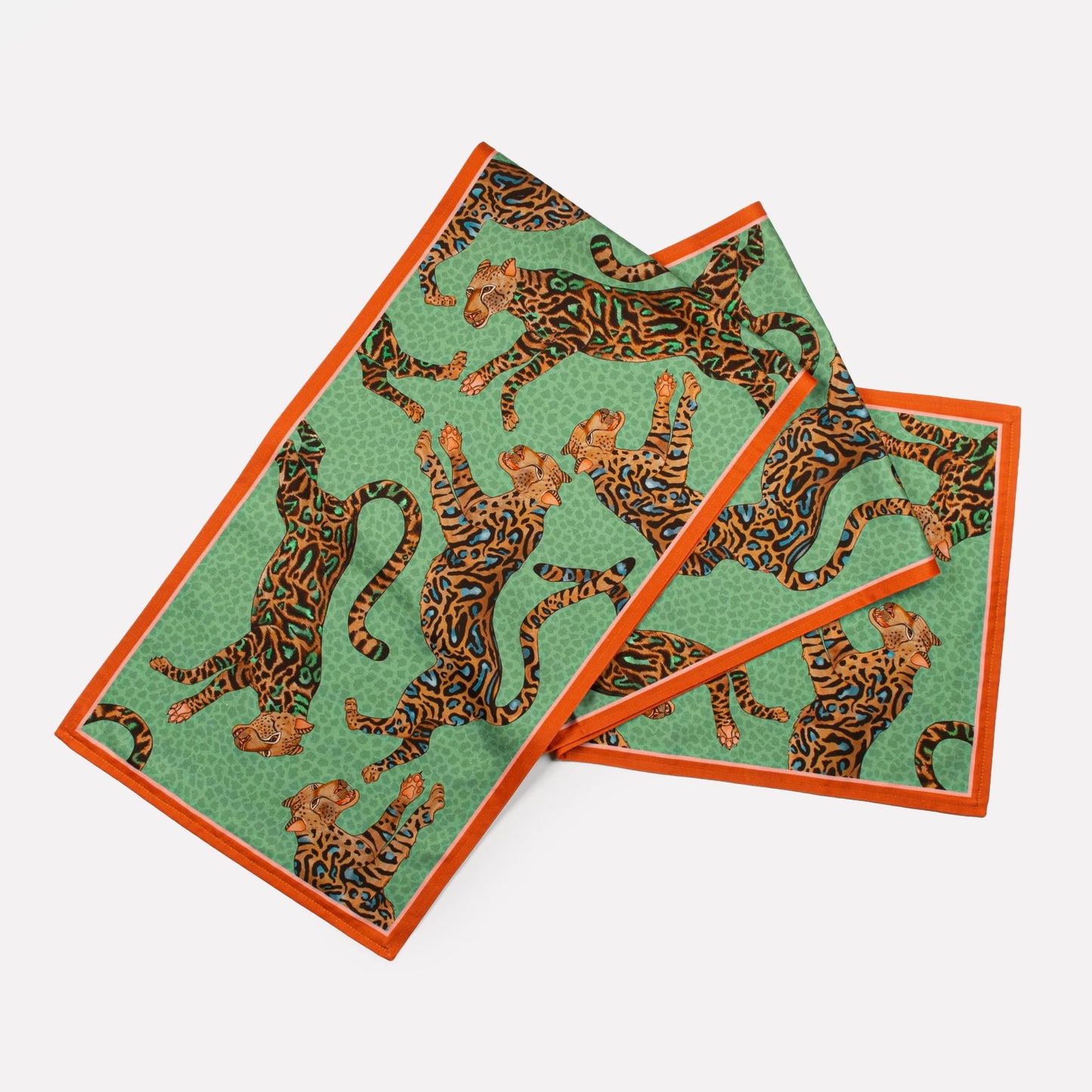 Cheetah King Table Runner in Jade