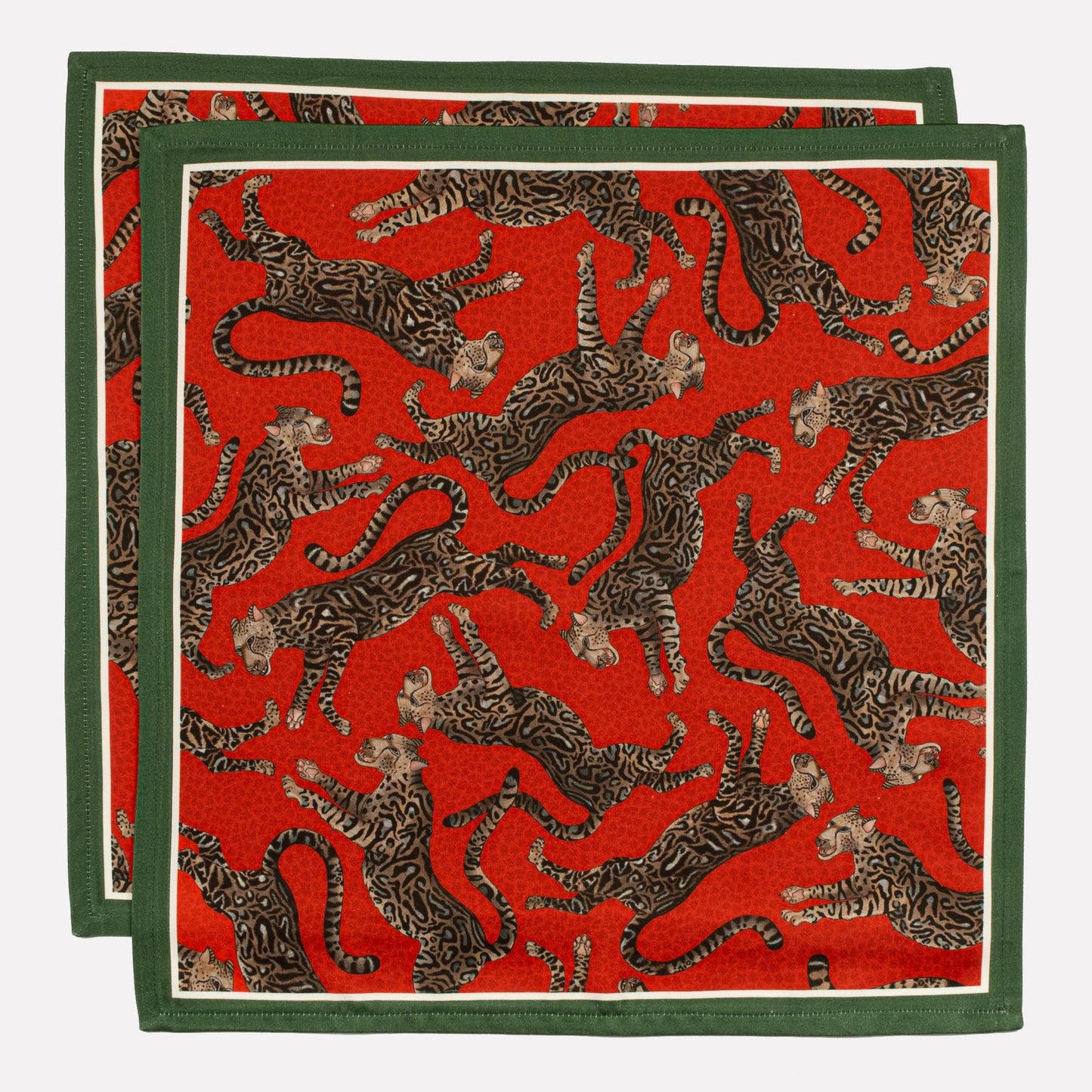 Cheetah King Napkins Royal Red (pair)