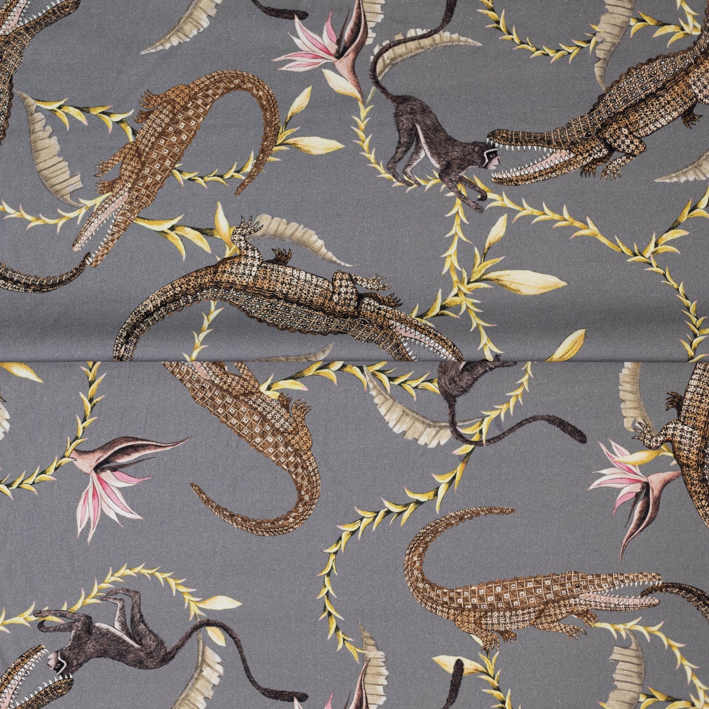 River Chase Silver Ripple Linen Fabric