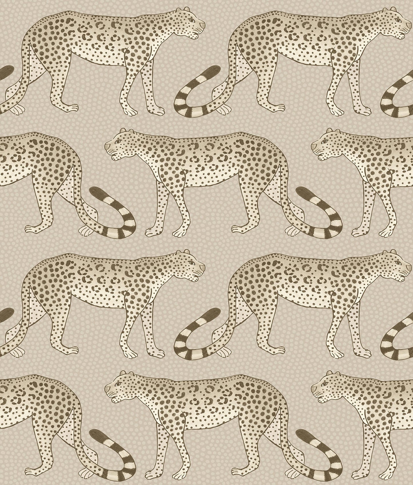 A light and airy version, featuring intricate leopard illustrations in a minimalistic, elegant colour palette. This subtle yet sophisticated design brings a refined touch to any interior, ideal for creating a calm and luxurious ambiance.