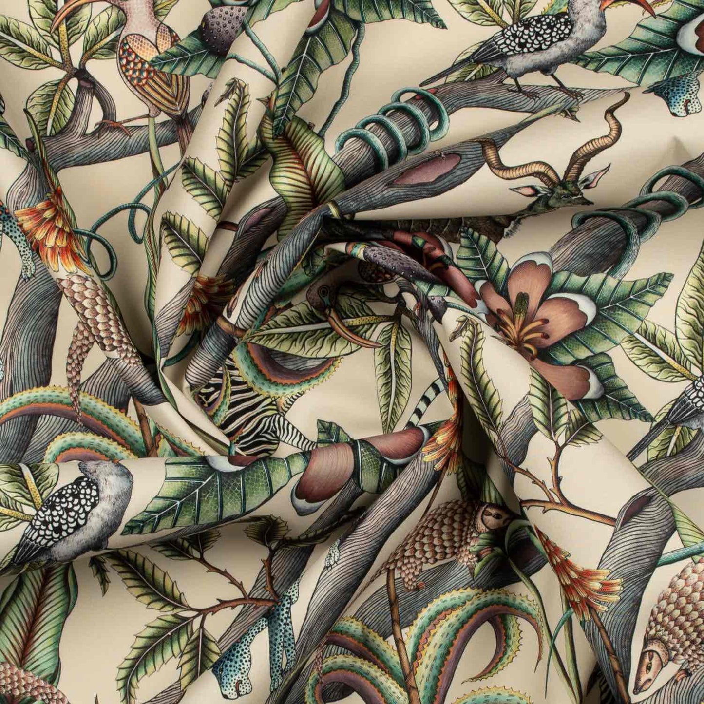 Pangolin Park Chalk Linen Fabric
