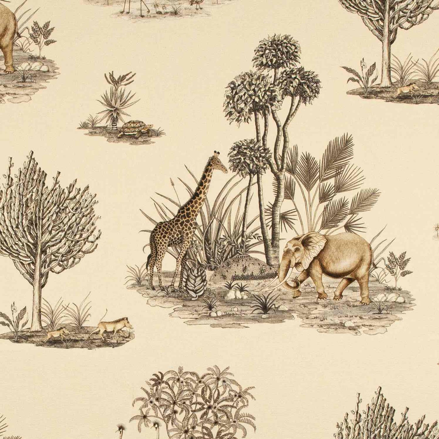 Thanda Toile Stone Linen Fabric