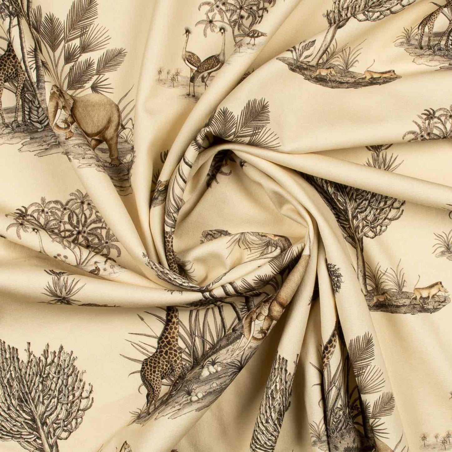 Thanda Toile Stone Linen Fabric
