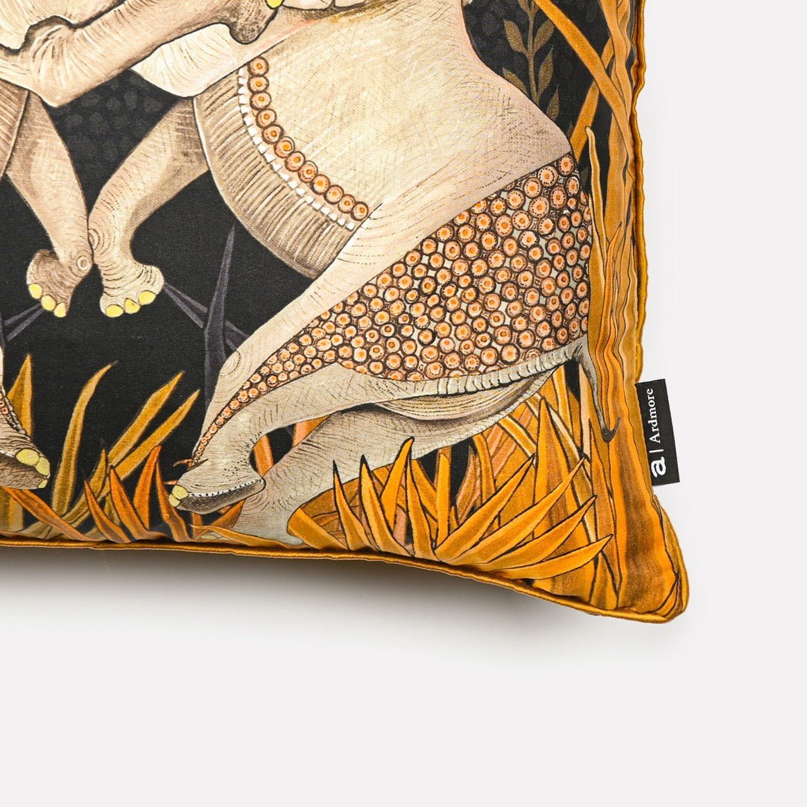 Dancing Elephant Moonlight Silk Cushion Cover