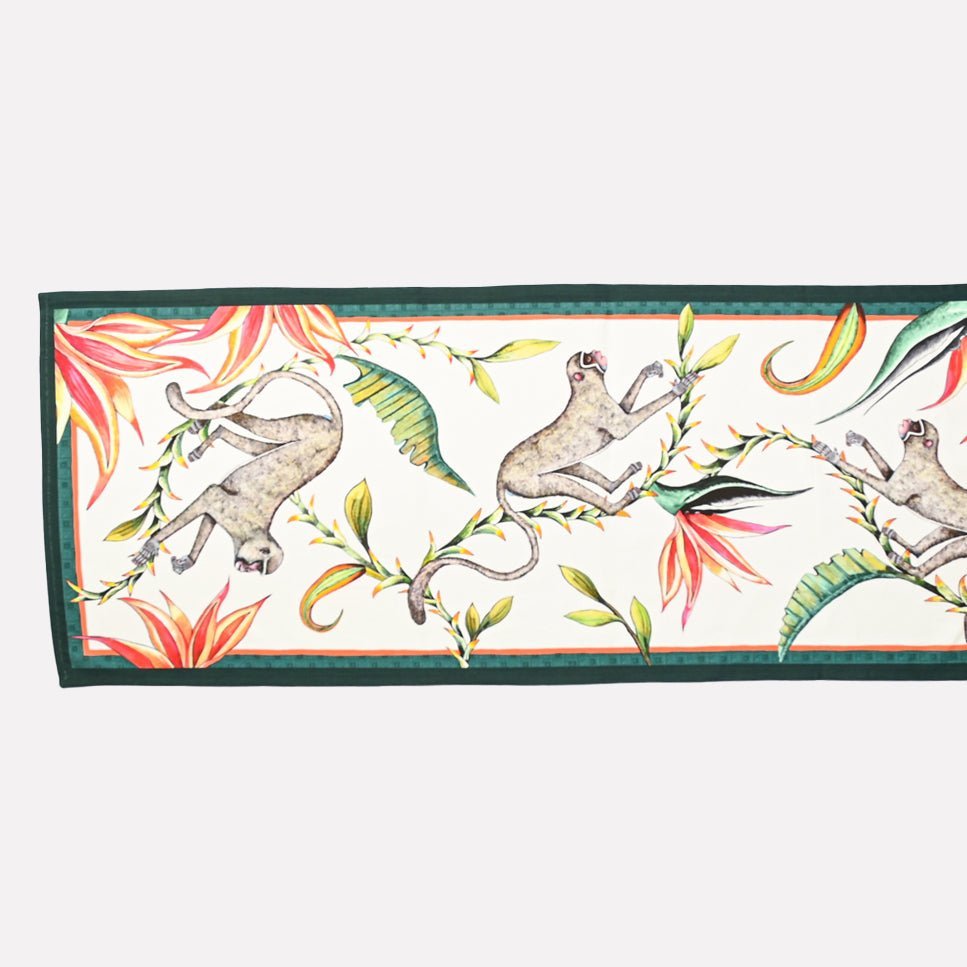 A neatly arranged Monkey Paradise Runner, displaying its refined pattern and elegant border detailing.