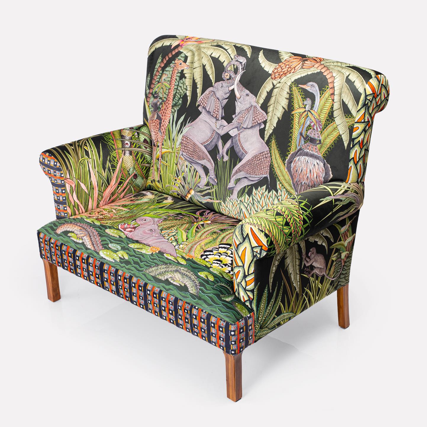 Top-down view, showcasing the plush cushion arrangement and high-quality upholstery finish.
