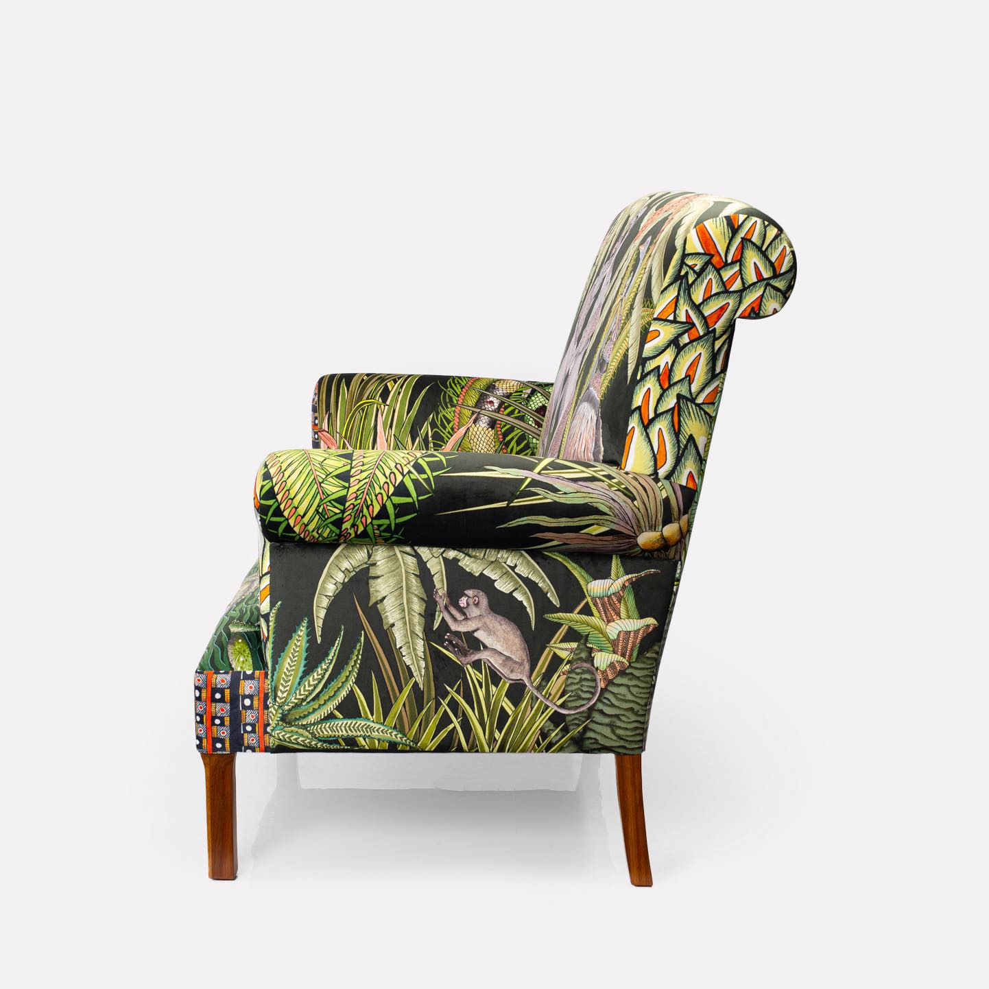 Side profile of the Ardmore Sabie Sofa, emphasising the plush cushions and structured silhouette.