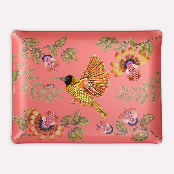 Weaver Garden Large Tray in Coral