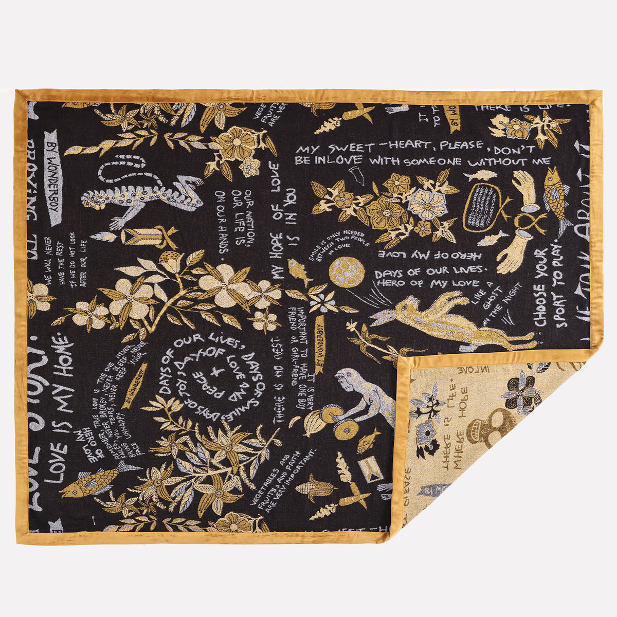 Wonderboy Wisdom Woven Blanket in Gold