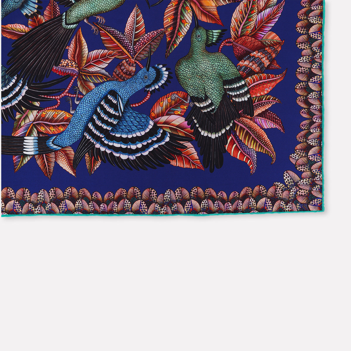 Hoopoe Hop Silk Scarf Royal Plum 90 (Double face)