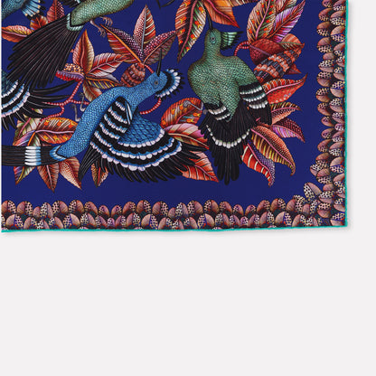 Hoopoe Hop Silk Scarf Royal Plum 90 (Double face)