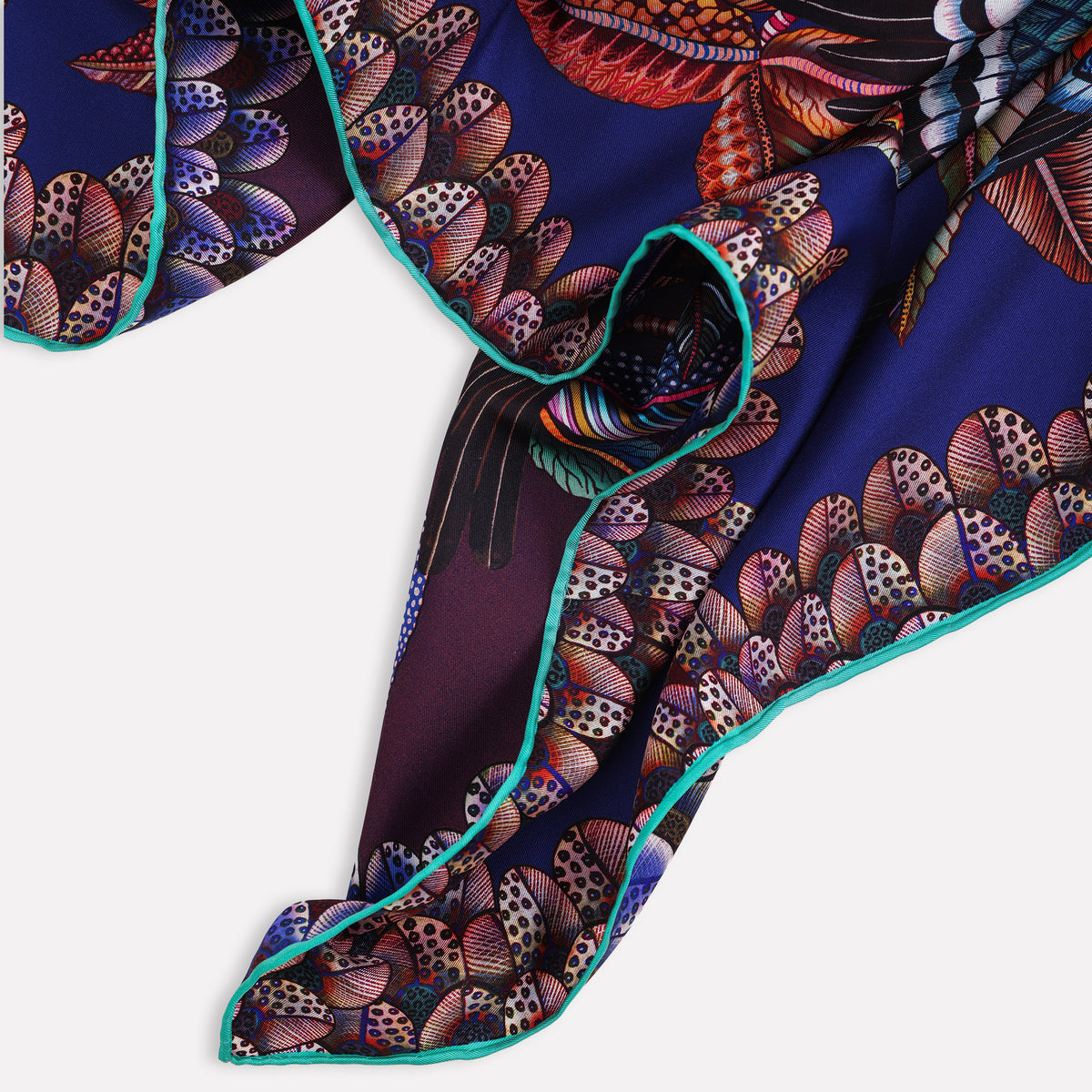 Hoopoe Hop Silk Scarf Royal Plum 90 (Double face)