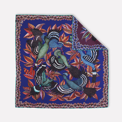 Hoopoe Hop Silk Scarf Royal Plum 90 (Double face)