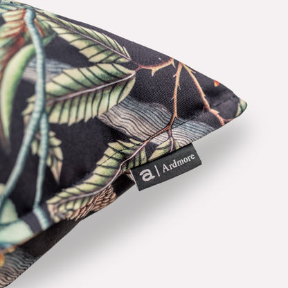 Close-up of the fabric corner and piping detail of the Pangolin Park Night Outdoor Cushion Cover, demonstrating its high-quality polyester material and durable stitching.