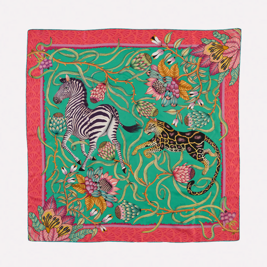 Protea Plains Silk Scarf Emerald 90