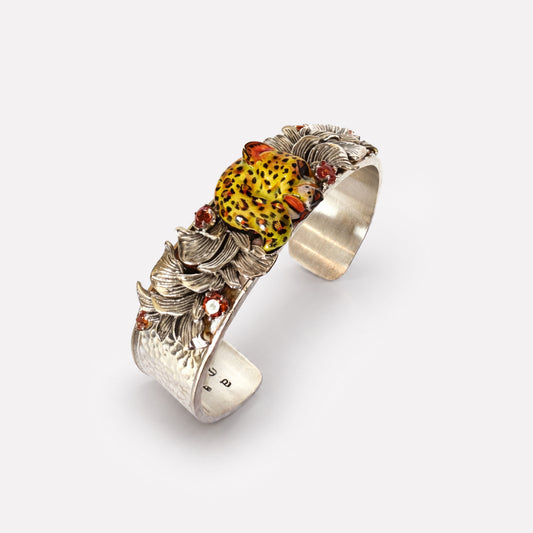 Leopard Leaf and Sapphire Bangle