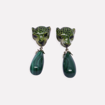 Leopard Malachite Earrings